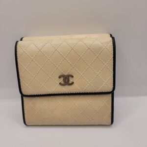 Chanel Cream CC Caviar Leather Wallet